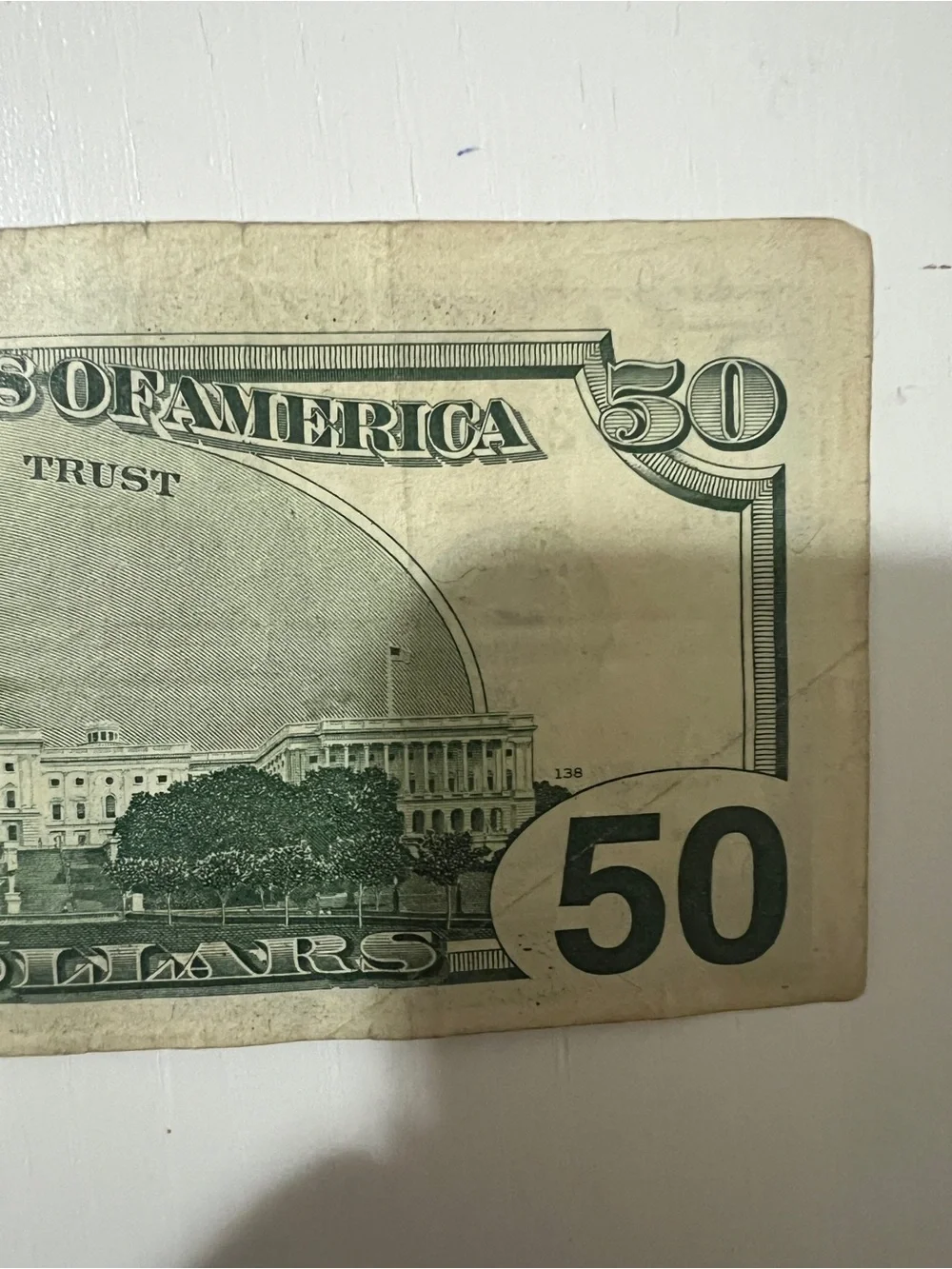 1996 50 dollar bill with cut edge Error